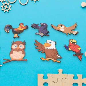 Wooden Bird Puzzle Learning Educational Board (1 Set / 28×20 Cm)