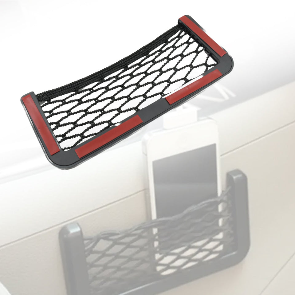 Car Storage Organize Car String Bag Car Seat Side Storage, Net Bag Mesh Pocket Organizer Stick-on for Purse Bag Phone