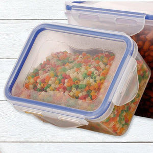 Classics Rectangular Plastic Airtight Food Storage Containers with Leak Proof Locking Lid Storage container set of 3 Pc( Approx Capacity 500ml,1000ml,1500ml, Transparent)