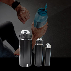 3 In 1 Stainless Steel Insulated Water Bottle, Double Wall Vacuum (3 Pcs Set / Different Size)