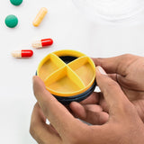 Portable Round Shape 4 Compartments Pill Box (1 Pc / With Color Box)