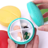 Portable Round Shape 4 Compartments Pill Box (1 Pc / With Brown Box)