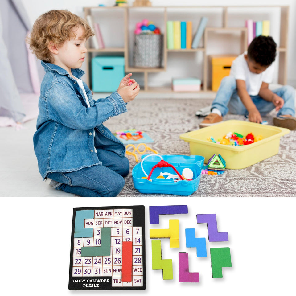 Wooden Daily Calendar Puzzle (Multicolor / 1 Set)