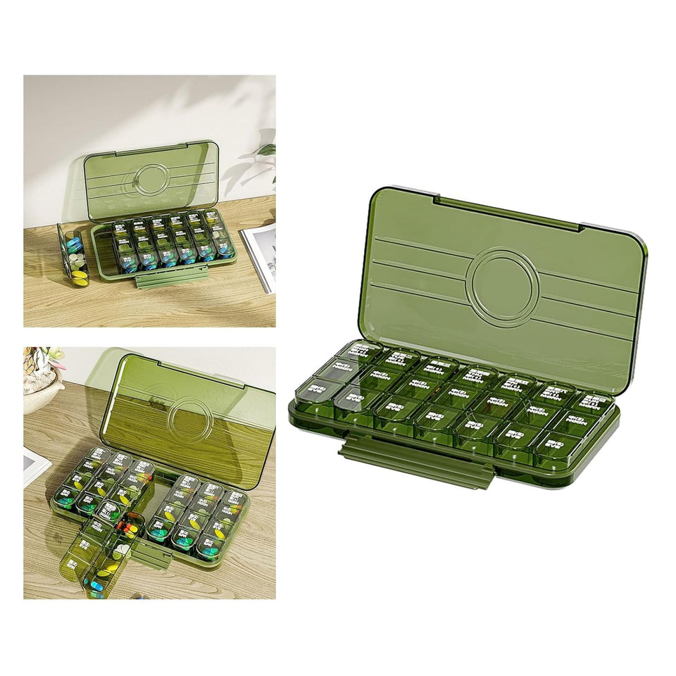 Portable Weekly Pill Box Organiser Daily Pill Keeper 21 Grid Container (1 Pc)