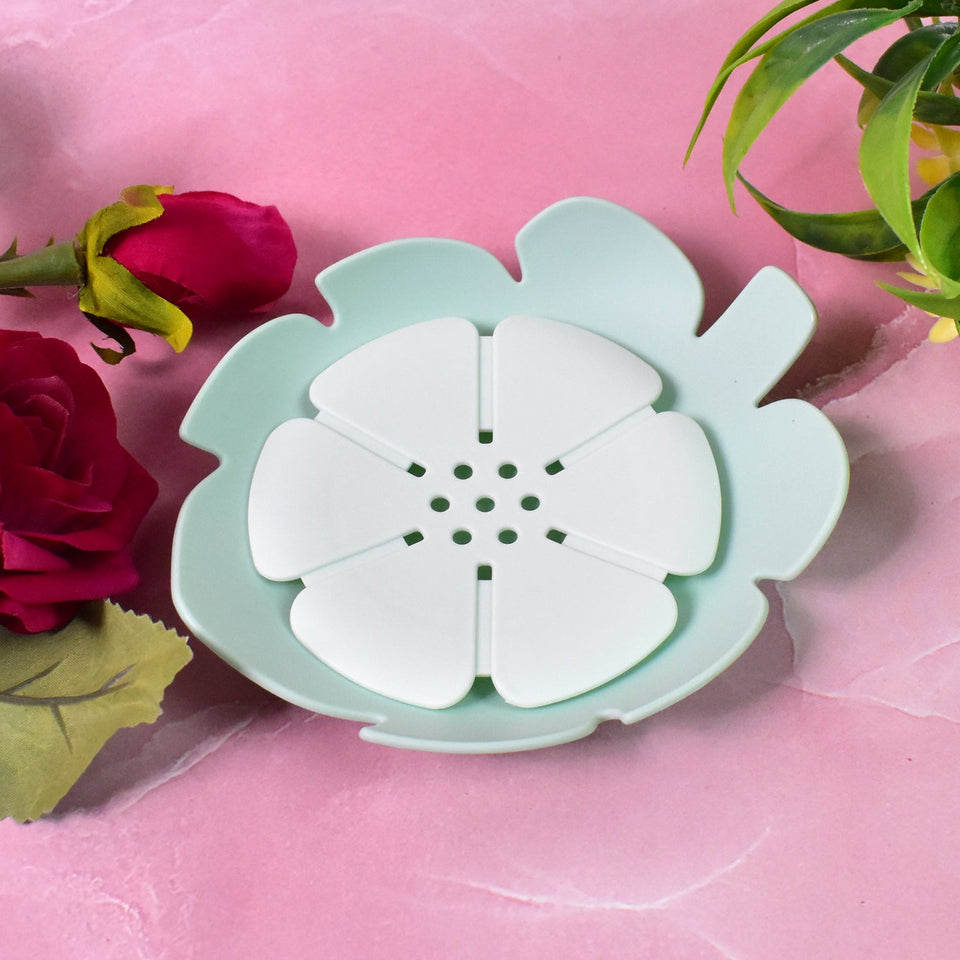 Plastic Flowers Soap Dish Bathroom Accessories Set Shower Gift (1 Pc)