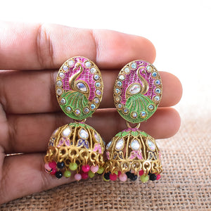 Peacock Styled Alloy Drop & Dangler Earrings