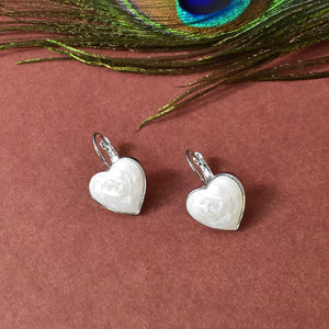 White Heart-Shaped Earring Set with Sparkling Gemstone Accents