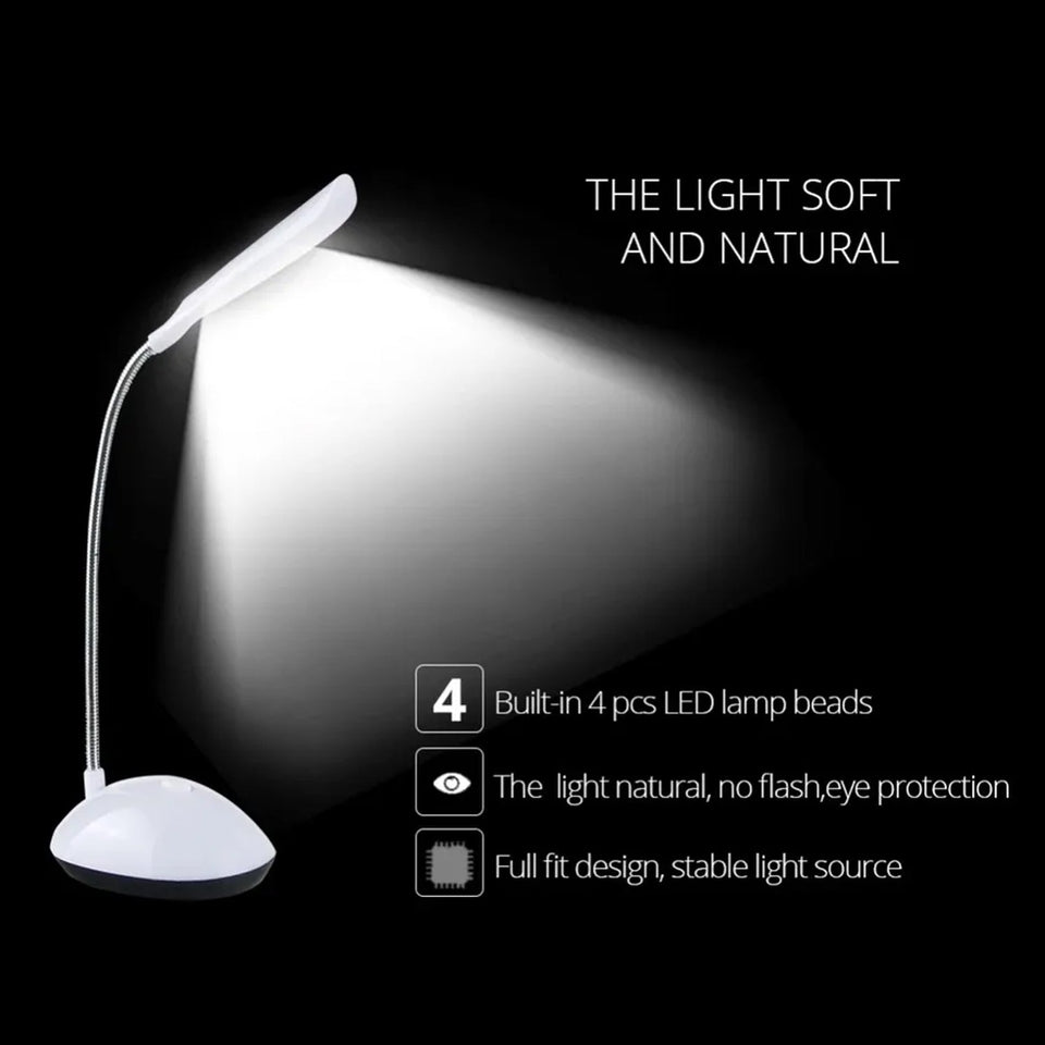 Fashion Wind LED Desk Light, LED Lamps Button Control, Portable Flexible Neck Eye-Caring Table Reading Lights for Reading / Relaxation / Bedtime