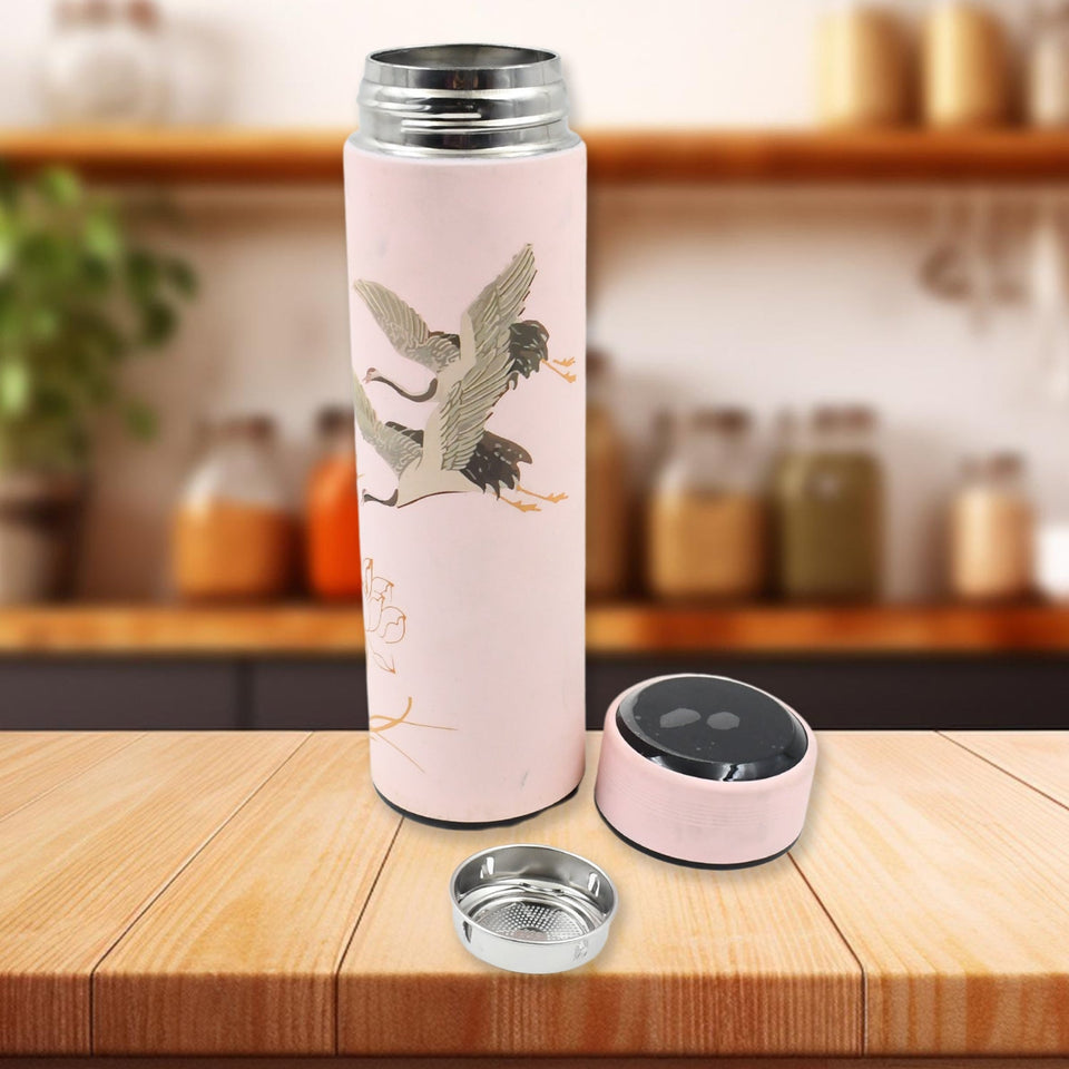 Printed Smart Vacuum Insulated Water Bottle with LED Temperature Display (1 Pc / 500 ML Approx / Multicolor)