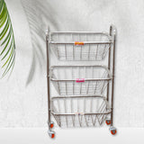 Multipurpose 3 Layer Stainless Steel Fruit & Vegetable 4 Stand Kitchen Trolley | Fruit Basket | Vegetable Basket | Onion Potato Rack For Kitchen | Vegetable Stand For Kitchen