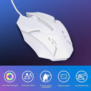 USB Wired Mouse, Gaming Mouse Colorful / Lighting Luminous  (1 Pc / Wihte)