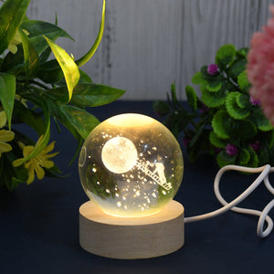 3D Crystal Ball lamps With Base  (1 Pc)