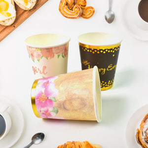 Disposable Paper Cups, Disposable Tea, Coffee Cups (3 Pcs Set / Mix Color)