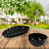 Invitation Round Ceramic Snacks Bowl With Plastic Leaf shape Serving platter Portable, Lightweight Breakfast, Serving Bowl | Ideal for Rice, Pasta, Desserts Home & Kitchen Serving Bowl & platter (8 Pcs set)