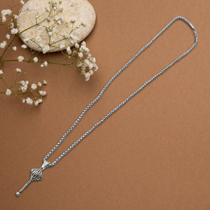 Silver Chain With Gada Pendant / Locket (1 Pc)