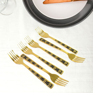 Stainless Steel Premium Fork Traditional Design Tablewar (6 Pcs Set / Golden)