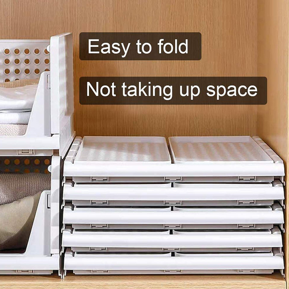 3 Layer Clothes Organizer for Wardrobe Cupboard Organizer for Clothes Foldable and Stackable Closet Organizer Drawer Organizer for Clothes, Multi Purpose Plastic Drawer