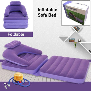 2 in 1 Air Mattress & Lounger, Portable Inflatable Mattress Air Sofa With Air Hand Pump (175×75 cm)