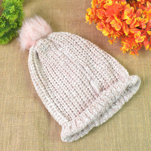 Soft Winter Cap, Woolen Inside Fur Beanie Cap (1 Pc / Mix Design & Color)