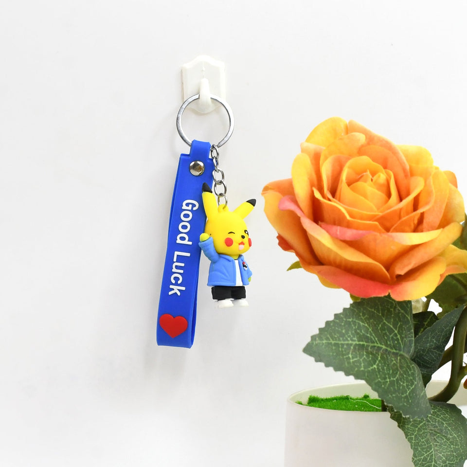 Cute Silicone 3D Key Chain with Metal Hook & Strap (Pack of 1)