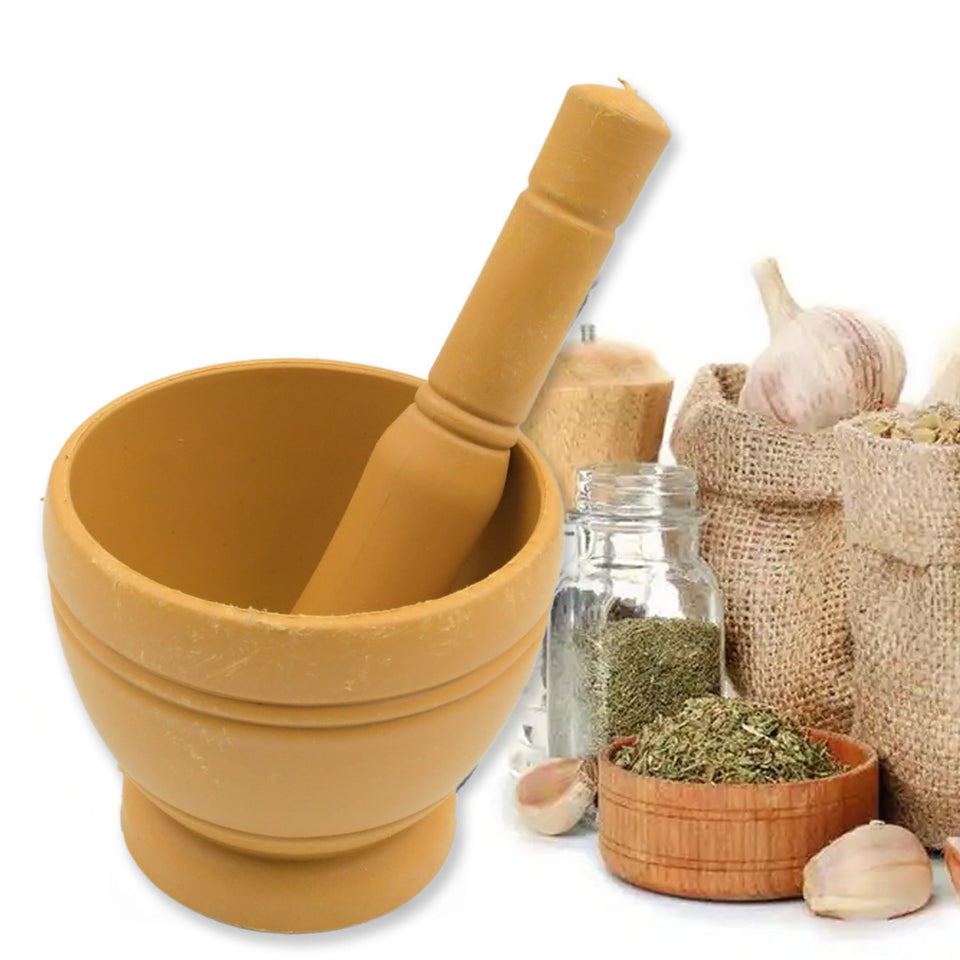 Mortar and Pestle Set for Spices, Okhli Masher, Khalbatta, Kharal, Mixer, Natural & Traditional Grinder and Musal, Well Design for Kitchen, Home, Herb