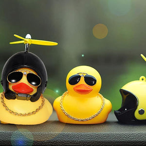 Beautiful Duck Car Ornaments Duck Bicycle Bell with Propeller Helmet (1 Pc / Mix Design)