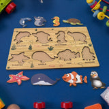 Seawater Animal Wooden Puzzle Learning Educational Board (1 Set)