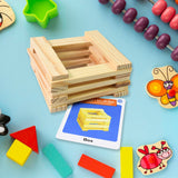 Wooden Pattern Brain Puzzles 20 Pcs Wooden Strips, 40 Pattern Cards (1 Set)