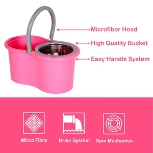 Easy Cleaning Mop with Bucket, for Floor Cleaning, 360° Spin Floor Cleaning (1 Set / Mix Color)