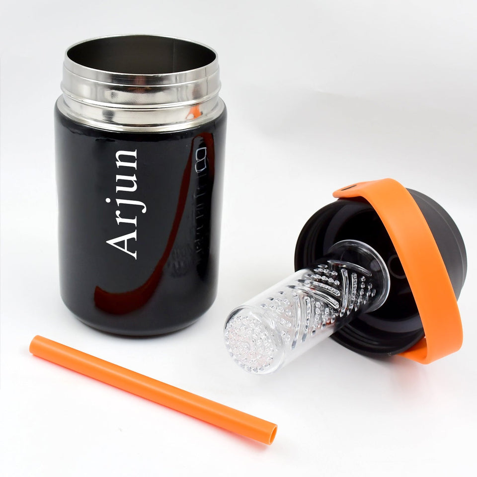 Customize Stainless Steel Mug / Bottle Vacuum Insulated Cup With Handle, Small Cup & Straw (500 ML)