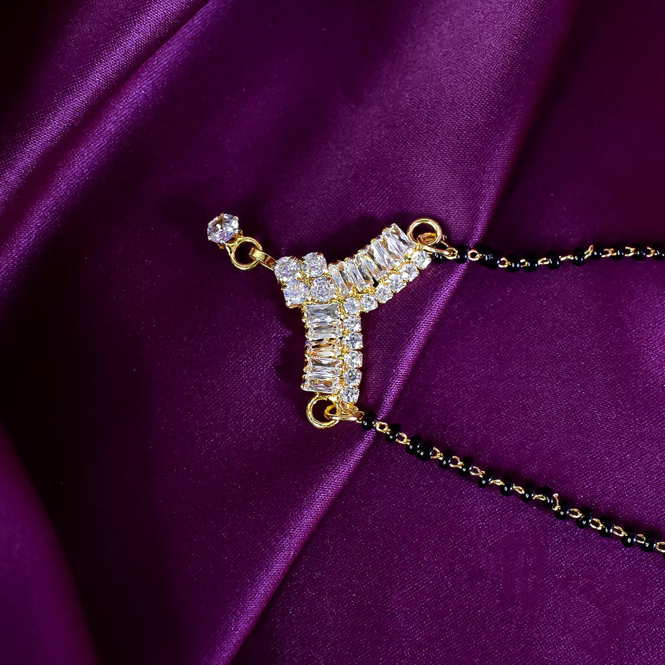 Gold-Plated Stone-Studded & Beaded Mangalsutra