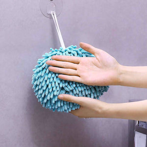 Hand Towels for Bathroom, Kitchen Hand Towel Hand Dry Towels Absorbent Soft Hanging Hand Bath Towels Microfiber Plush Chenille Hand Towel Ball Machine Washable Bathroom with Loop (1 Pc)