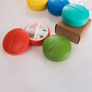 Portable Round Shape 4 Compartments Pill Box (1 Pc)