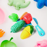 Realistic slice-able fruits and vegetables cut in 2 part play toy set