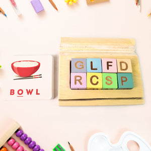 Alphabet Puzzle Spelling & Reading Words (26 Flash Cards & 8 WoodenBlock)