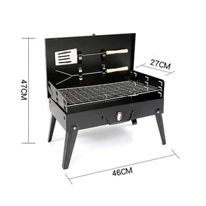 Stainless Steel Briefcase Style Barbecue Grill Toaster (Medium, Black)