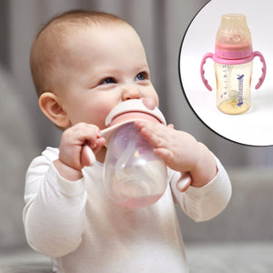 Plastic Baby Feeding Bottle with Handles & Straw (220 ML / 1 Pc)