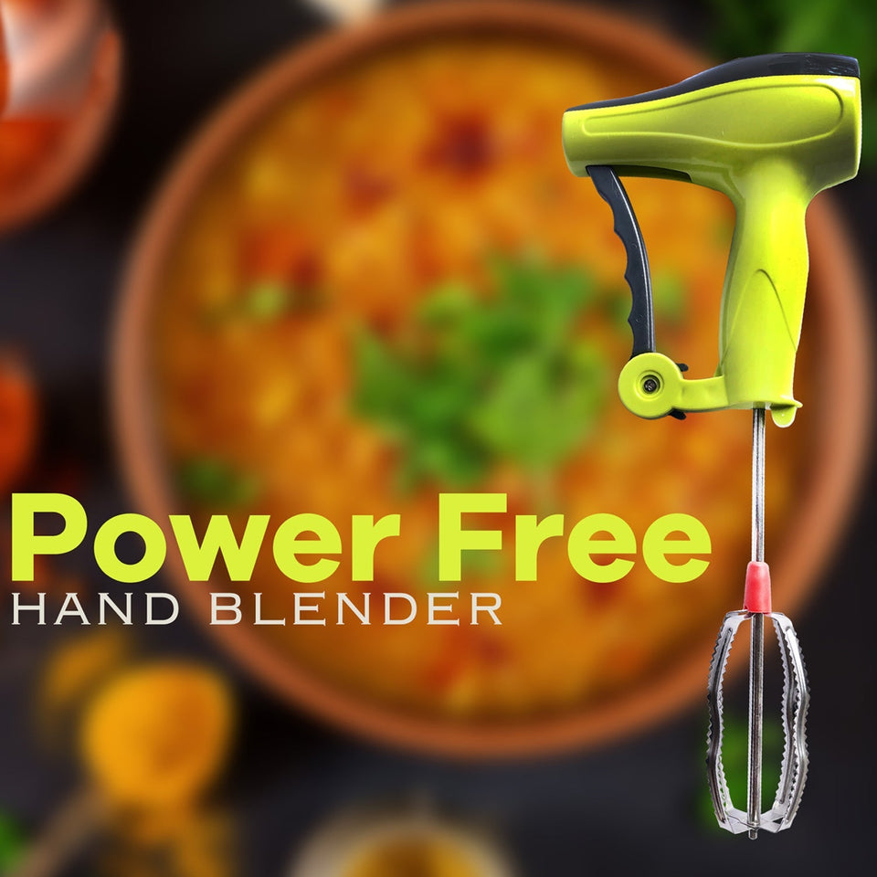 Power Free Manual Hand Blender with Stainless Steel Blades, Milk Lassi Maker, Egg Beater Mixer Rawai