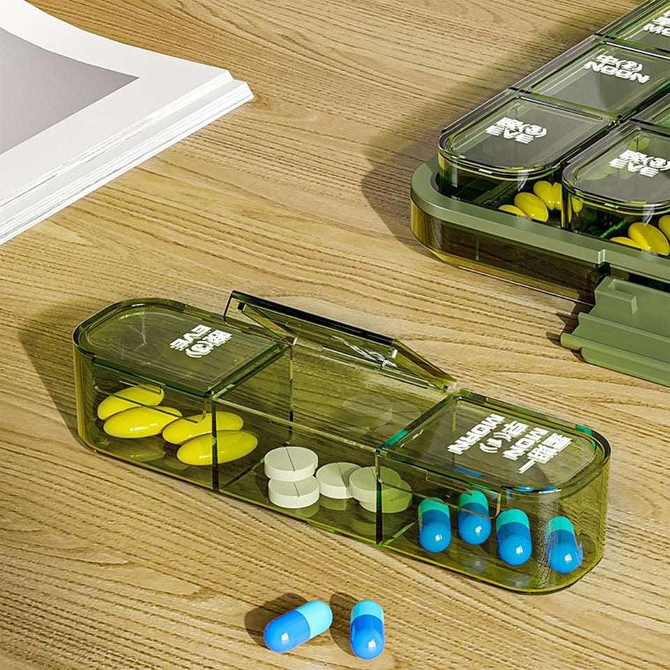 Portable Weekly Pill Box Organiser Daily Pill Keeper 21 Grid Container (1 Pc)