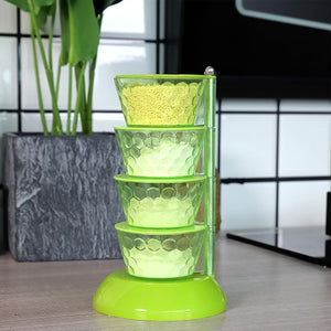 4 Section 360° Rotating Vertical Seasoning Box Plastic Pickle Tower | Spice Rack (4 Layer with 4 Plastic Spoon / 1 Set)