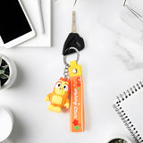 Cute Cartoon Silicone 3D Key Chain with Metal Hook & Strap (Pack of 1)