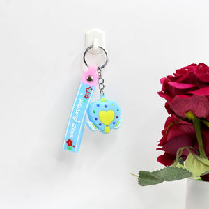 Cute Silicone 3D Key Chain with Metal Hook & Strap (Pack of 1)