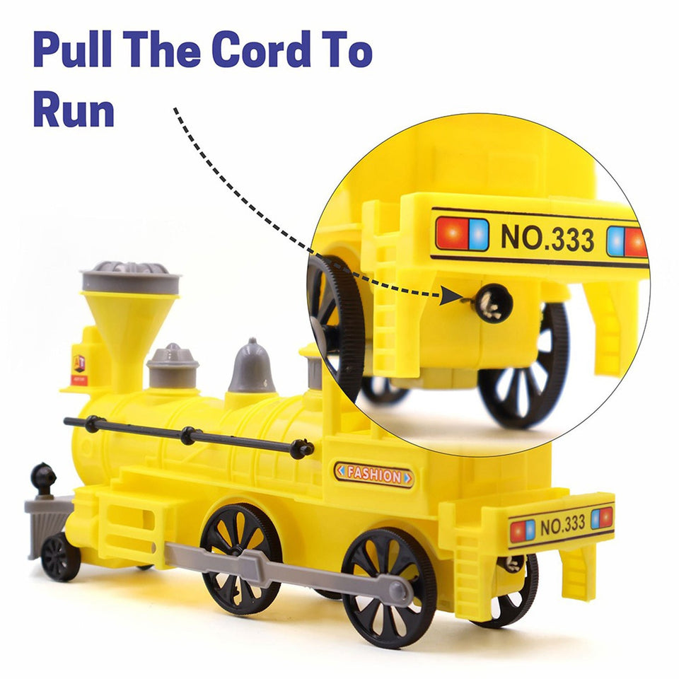 Pull and Go Train with Light Plastic String Pull Back Train (1 Pc / Mix Color)