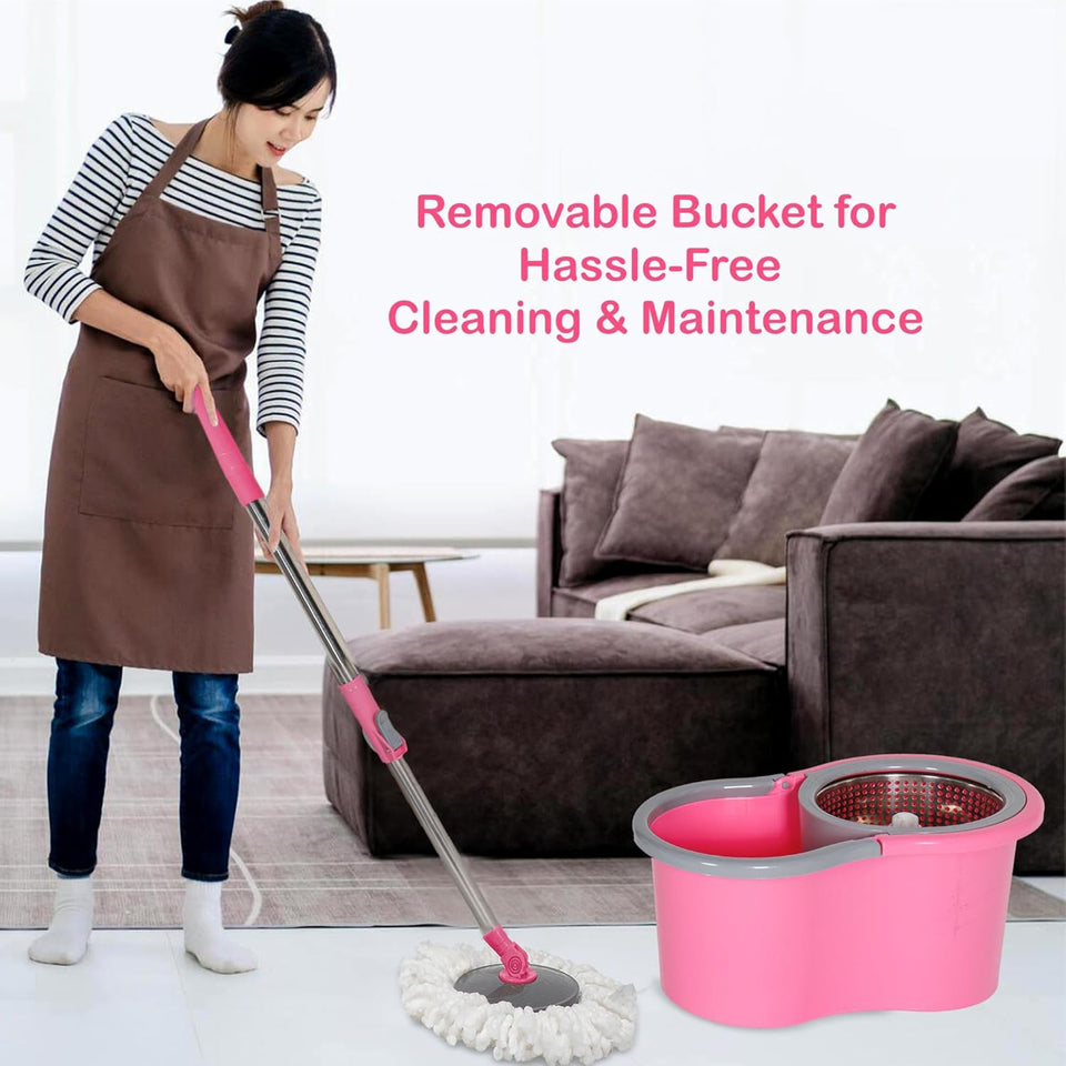 Easy Cleaning Mop with Bucket, for Floor Cleaning, 360° Spin Floor Cleaning (1 Set / Mix Color)