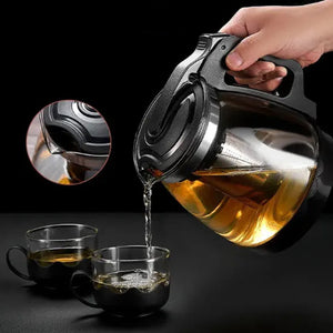 Flame Proof Glass Kettle & Cup Set With Strainer High Quality Kettle Set For Home & Café Use  (4 Cup & 1 Kettle) (24 Pc MOQ)