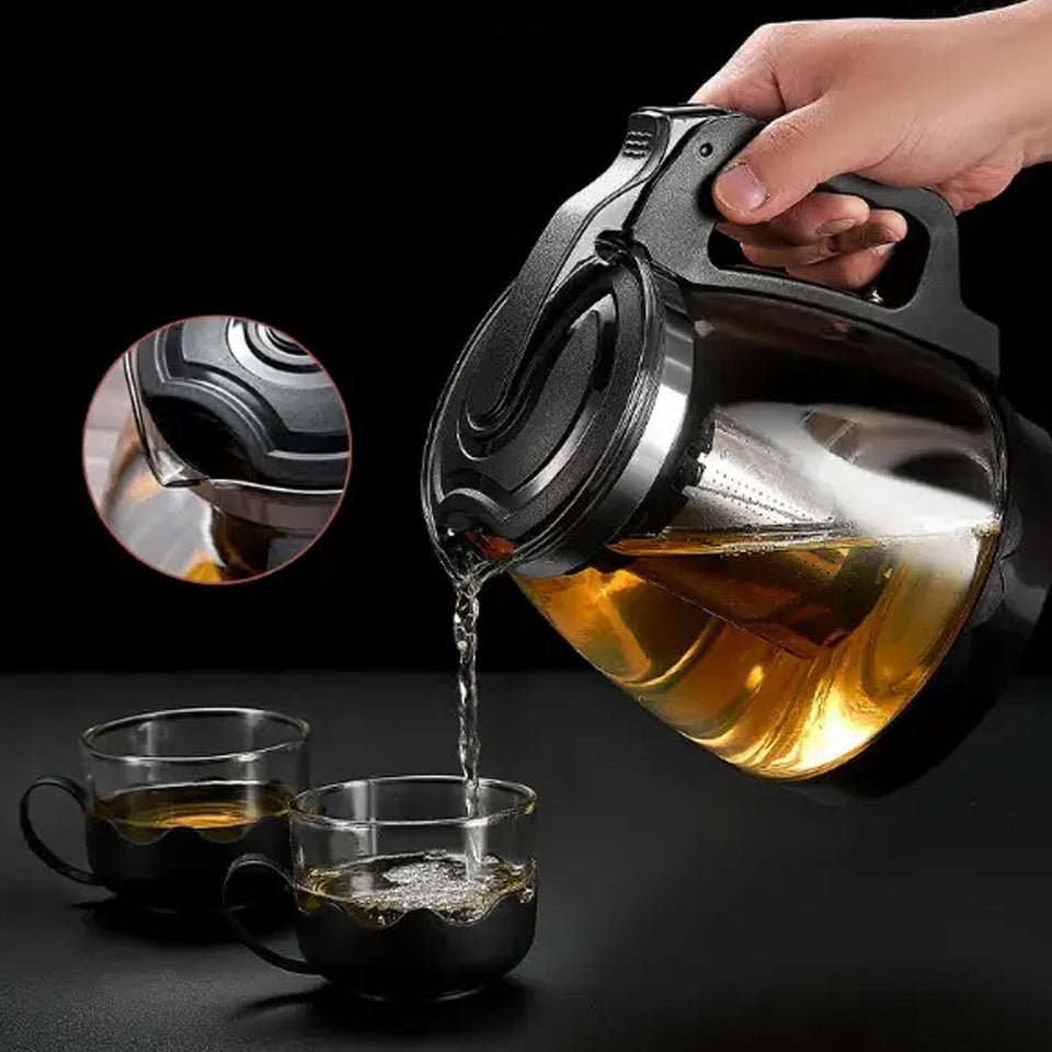 Flame Proof Glass Kettle & Cup Set With Strainer High Quality Kettle Set For Home & Café Use  (4 Cup & 1 Kettle) (24 Pc MOQ)