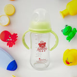 Glass Baby Feeding Bottle with Handles & Straw (240 ML / 1 Pc)