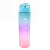 Plastic Colorful Motivational Water Bottle with Straw (900 ML)