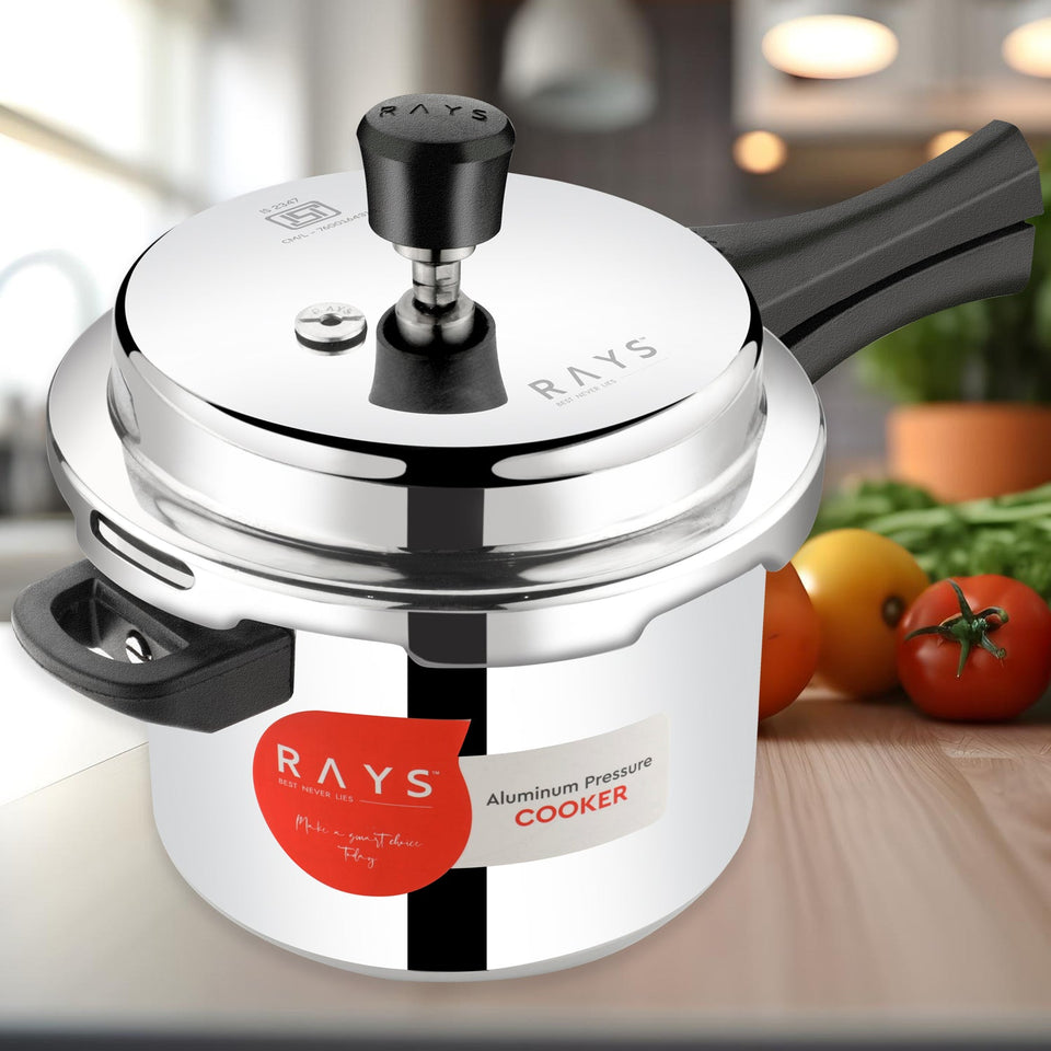 Aluminium Rays Aura Pressure Cookers With Outer Lid (5.5 Litres / 5-Year warranty)