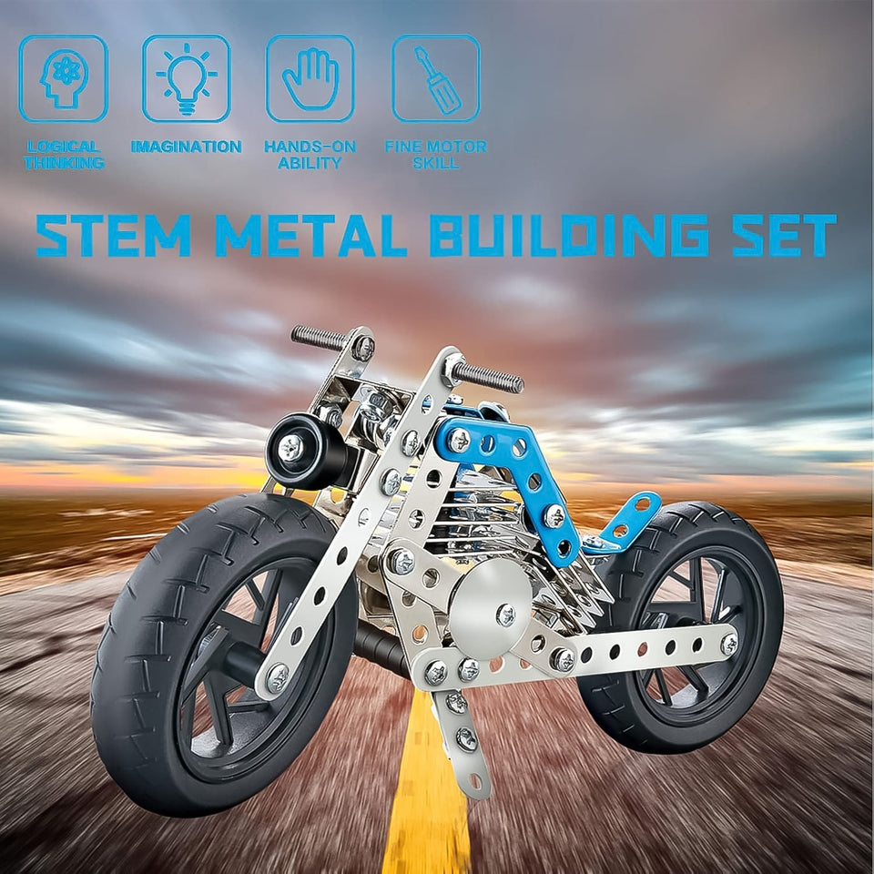 Metal Bike Creative Mechanical Construction Engineering Kit 140 Part of Bike Tool / 1 Set 】